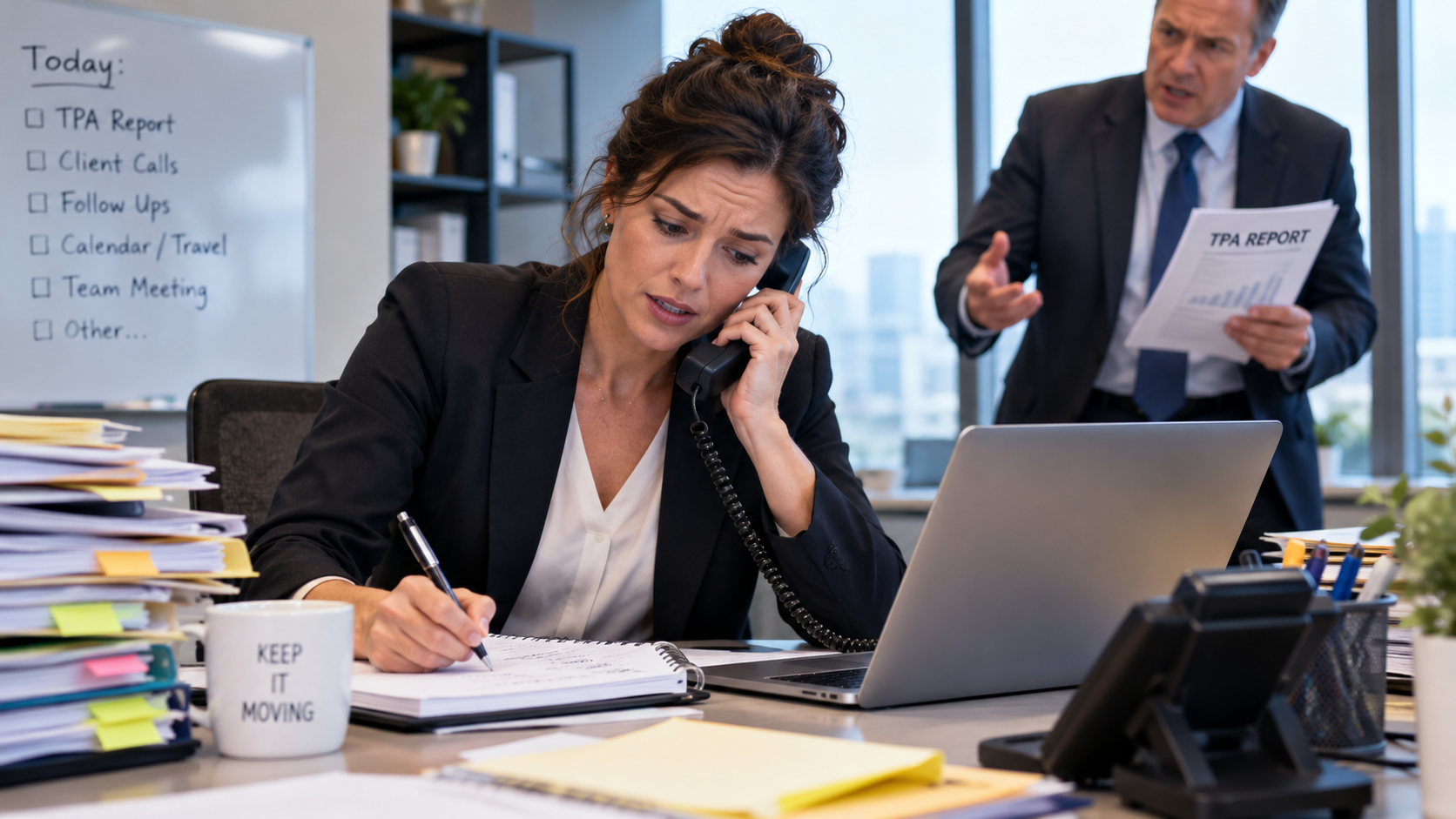 Customer service operator with headset